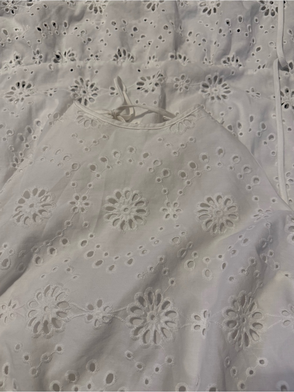 Time and Tru Boho Open Back Tiered White Eyelet Halter Backless Maxi/Midi Dress - Picture 9 of 9